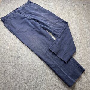 Incotex ChinoLIno Pants Men 38* x 31 Navy Blue Linen Straight Leg
